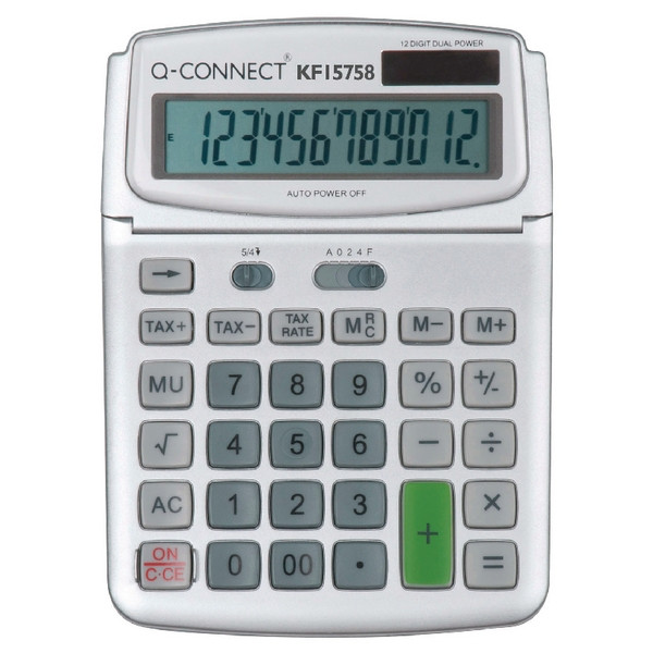 Q-Connect KF15758 grey 12-digit large table top calculator KF15758 246154 - 1