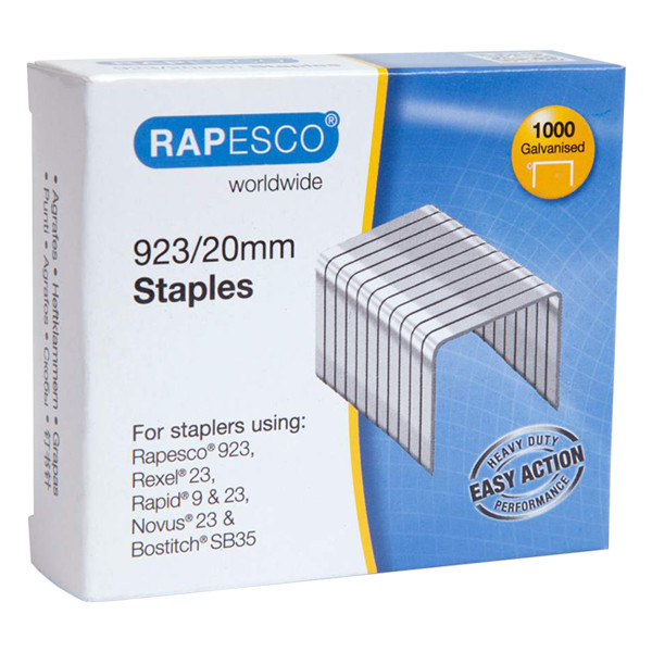 Rapesco 23/20 staples galvanised (1000-pack) 1241 226820 - 1