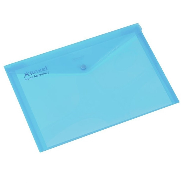 Rexel transparent blue A4 document envelope 16129BU 208075 - 1