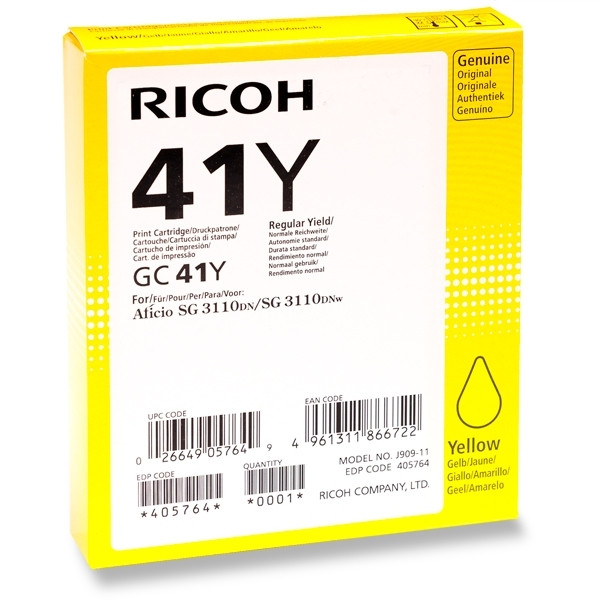 Ricoh GC-41Y high capacity yellow gel cartridge (original) 405764 073796 - 1