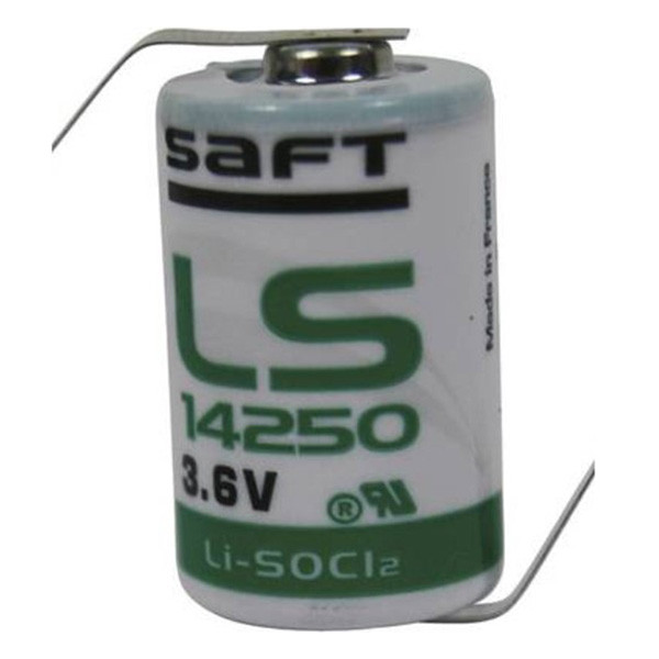 Saft LS14250 / 1/2 AA battery with solder tabs (3.6V, 1200mAh, Li-SOCl2) 1/2AA ER14250 ER14250H ER3S ER3S-TC ASA01786 - 1