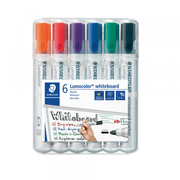 Staedtler lumocolor 351 drywipe marker assorted (6-pack) 351WP6 209612 - 1