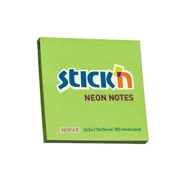 Stick'n neon green notes 76mm x 76mm 21167 201717 - 1