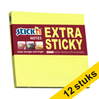 Stick'n neon yellow extra sticky notes 76mm x 76mm (12-pack)