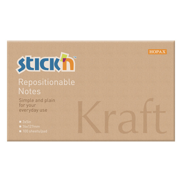 Stick'n self-adhesive notes kraft, 100 notes, 76mm x 127mm 21640 400884 - 1