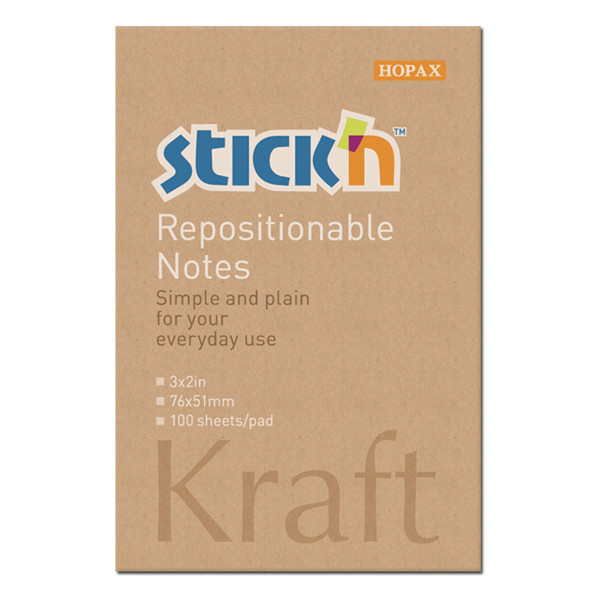 Stick'n zelfklevende kraft notes, 100 notes,  51mm x 76mm 21638 400882 - 1