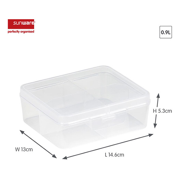 Sunware Q-line transparent storage box divider, 4 compartments 87300409 216521 - 2