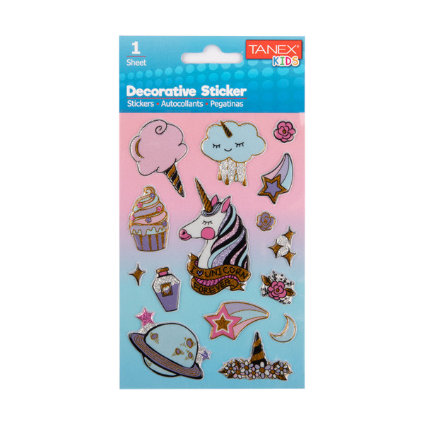 Tanex Puffy & Decoration Unicorn stickers (1 sheet) TNX-25016 404120 - 1