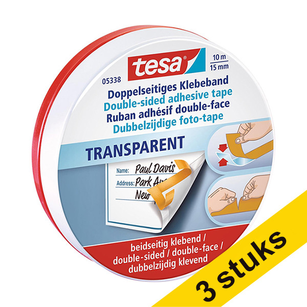 Tesa 5338 double-sided tape, 15mm x 10m (3-pack)  202397 - 1