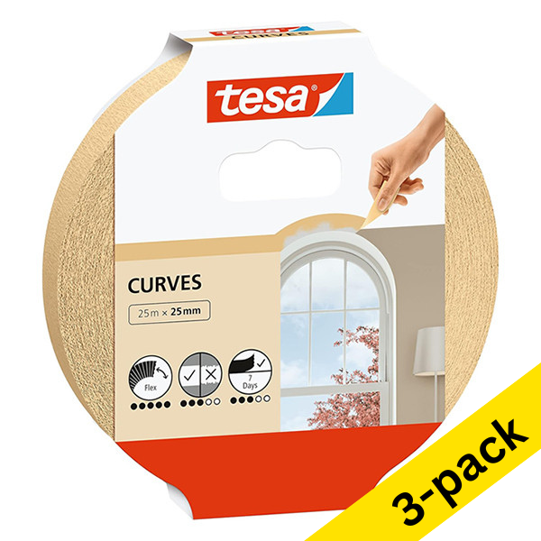 Tesa Curves masking tape, 25mm x 25m (3-pack)  202408 - 1