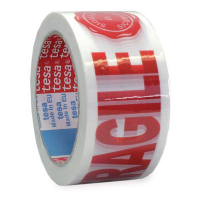 Tesa 'Fragile' white warning tape, 50mm x 66m (3-pack)