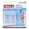 Tesa transparent self-adhesive hook, 1kg (2-pack)