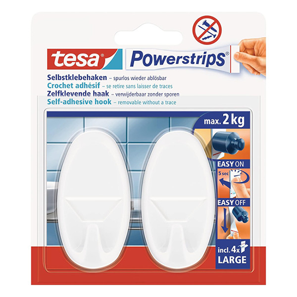 Tesa white self-adhesive hook, 2kg (2-pack) 58013-00049-20 203375 - 1