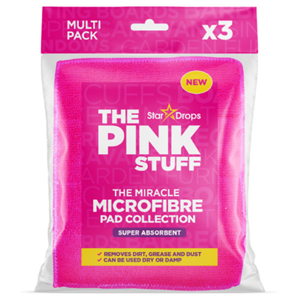 The Pink Stuff Microfibre absorbent pink cleaning pads (3-pack)  SPI00063 - 1