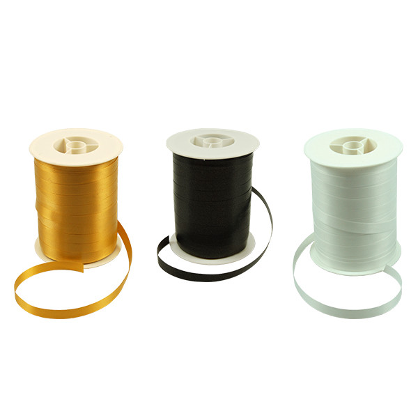 White label Curling ribbon black/white/gold, 10mm x 250m (3-pack)  402716 - 1