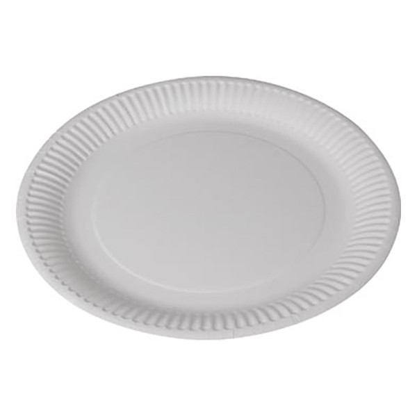 White label Disposable white cardboard plate, 23cm (100-pack) 21101 423122 - 1