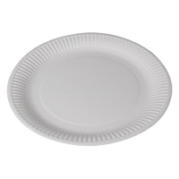 White label Disposable white cardboard plate, 23cm (100-pack) 21101 423122