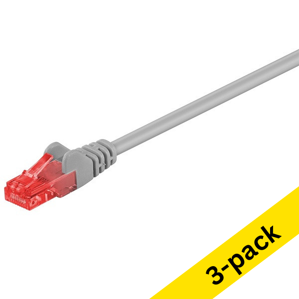 White label Network cable grey, UTP Cat6, 0.25m (3-pack)  340009 - 1