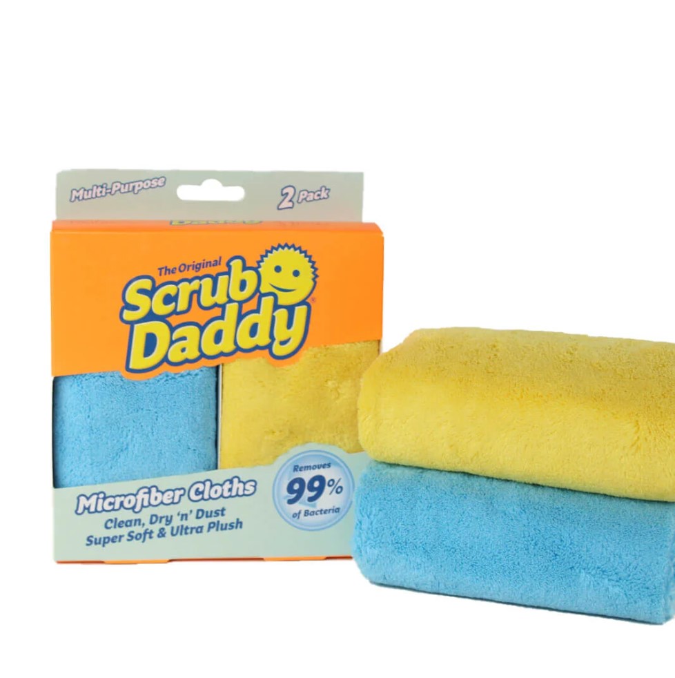 Scrub Daddy Microfiber Cloths - All Purpose Super Soft & Ultra Plush  Microfiber Towels - Contains Grey & Yellow Cleaning Rags, 2 Count 